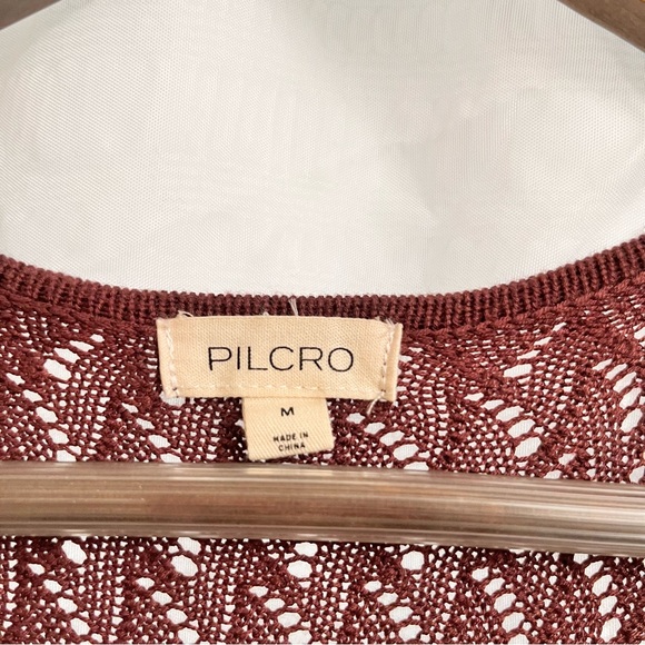 ANTHROPOLOGIE | PILCRO POINTELLE SWEATER DUSTER LONG CARIDGAN IN BROWN MEDIUM - Picture 6 of 10